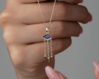 Blue Kite Dangle Chains Necklace
