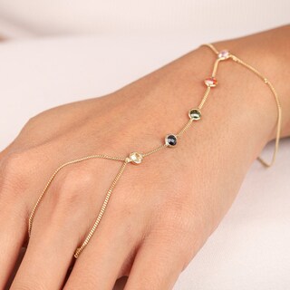 HEVOCY Bracciale A Catena Con Anello Per Donna - Placcato Oro, Lungo 16,5 Cm+estensore, Ipoallergenico, Regalo In Confezione