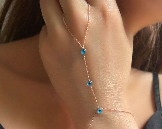 Evil Eye Hand Ball Chain Bracelet