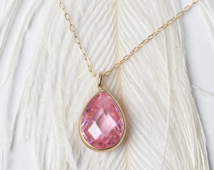 Drop Pink Sapphire Necklace