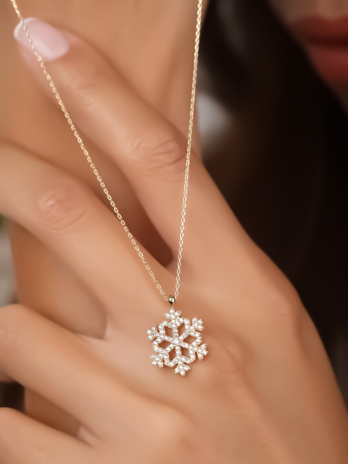 14 Karat White Gold Diamond Snowflake Pendant, Bluestone Jewelry