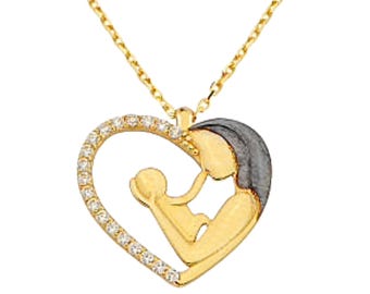 Heart Shaped Mom Hug Baby Necklace