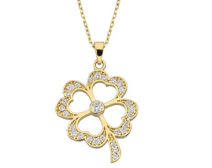 14K Gold Shamrock Necklace
