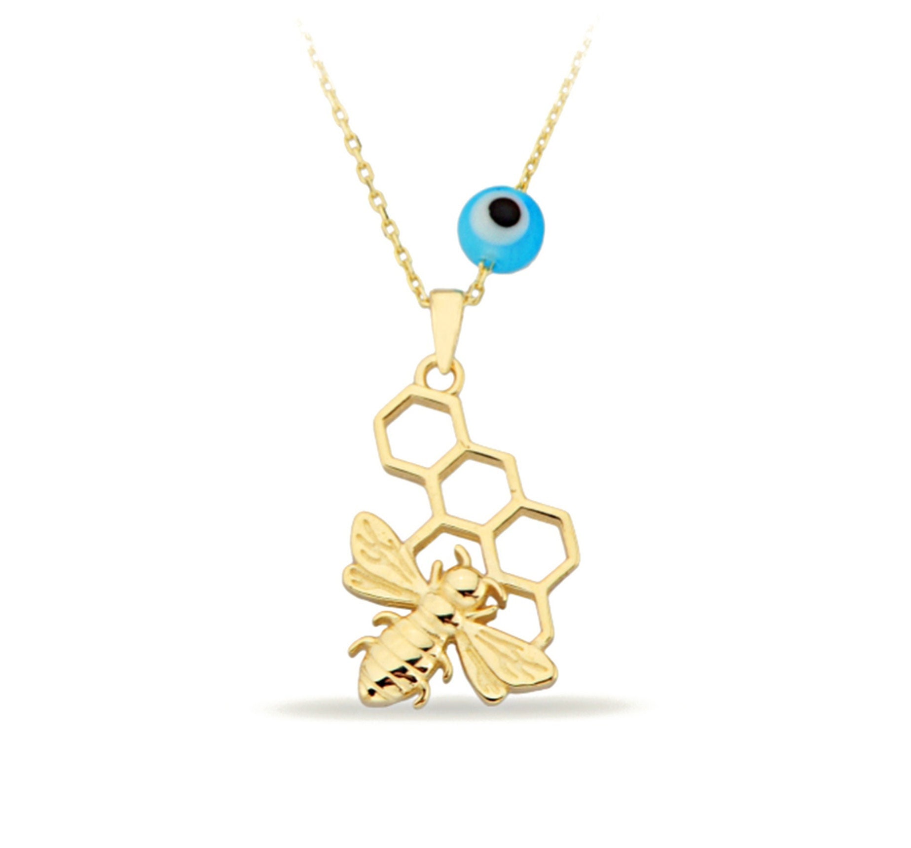 14k Solid Gold Bee Necklace | Animal Charm Necklaces for Women in 14k Gold  – Gelin Diamond