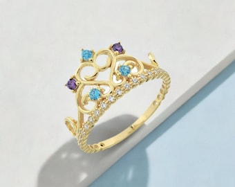 Birthstone Princess Tiara Ring