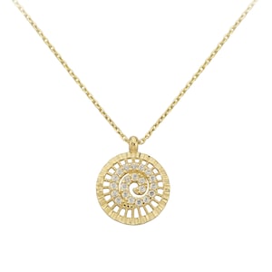 14K gouden golfketting: minimalistische hanger met zirkonia&#39;s