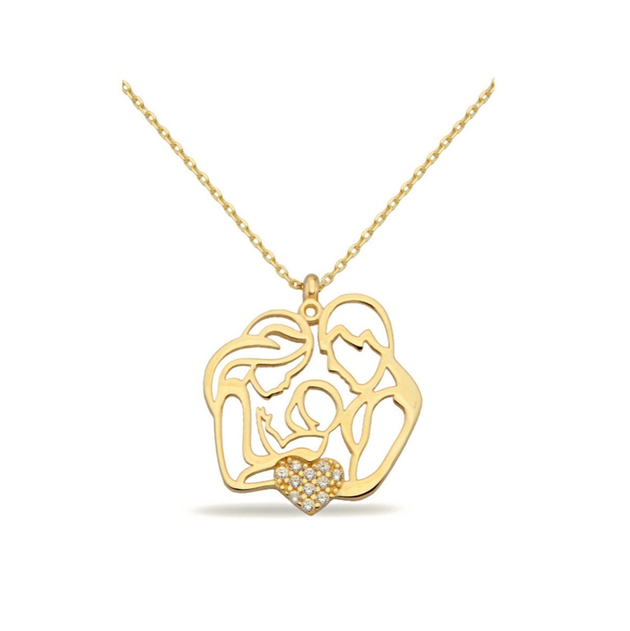 Oval 14K Gold Family Crest Pendant with 18 inch Chain