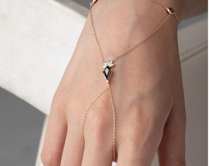Elegant Gemstone Kite Hand Chain Bracelet