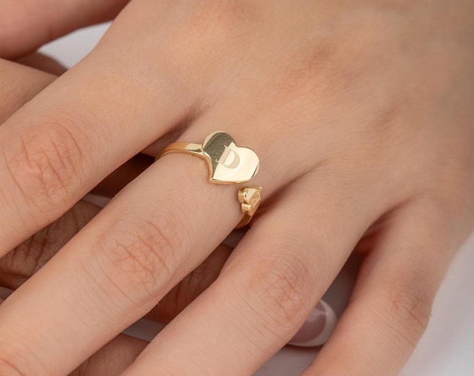 14K Gold Double Heart Ring