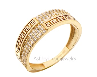 14K Gold Cz Greek and Ring