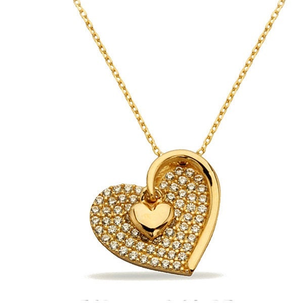 Retro Gold Heart Key Charm Necklace – Stacey Fay Designs