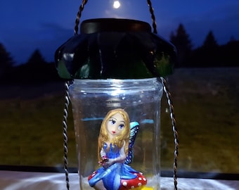 Personalized Fairy Lantern, Fairy figurine in lantern, Fairy night light, Glowing Fairy  Light, Fairy Solar Lantern, Fairy figurine in jar,