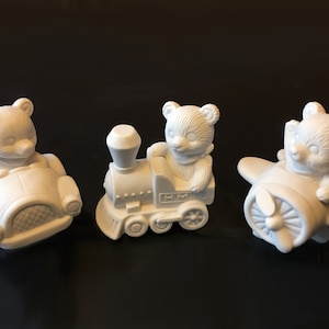ready to paint set of three  bisque bears.