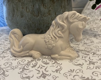 Unicorn  Ready to  paint detailed  mystical laying down unicorn with flowers fairy garden unicorn fairy unicorn gnome unicorn