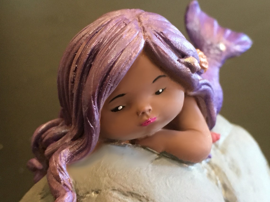 African American Mermaid Figurine Black Mermaid Black Etsy