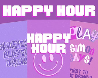 HAPPY HOUR! Drinking Card Game | 60 Cards! | Digital Download, Printable | Perfect for pre drinks & games nights!