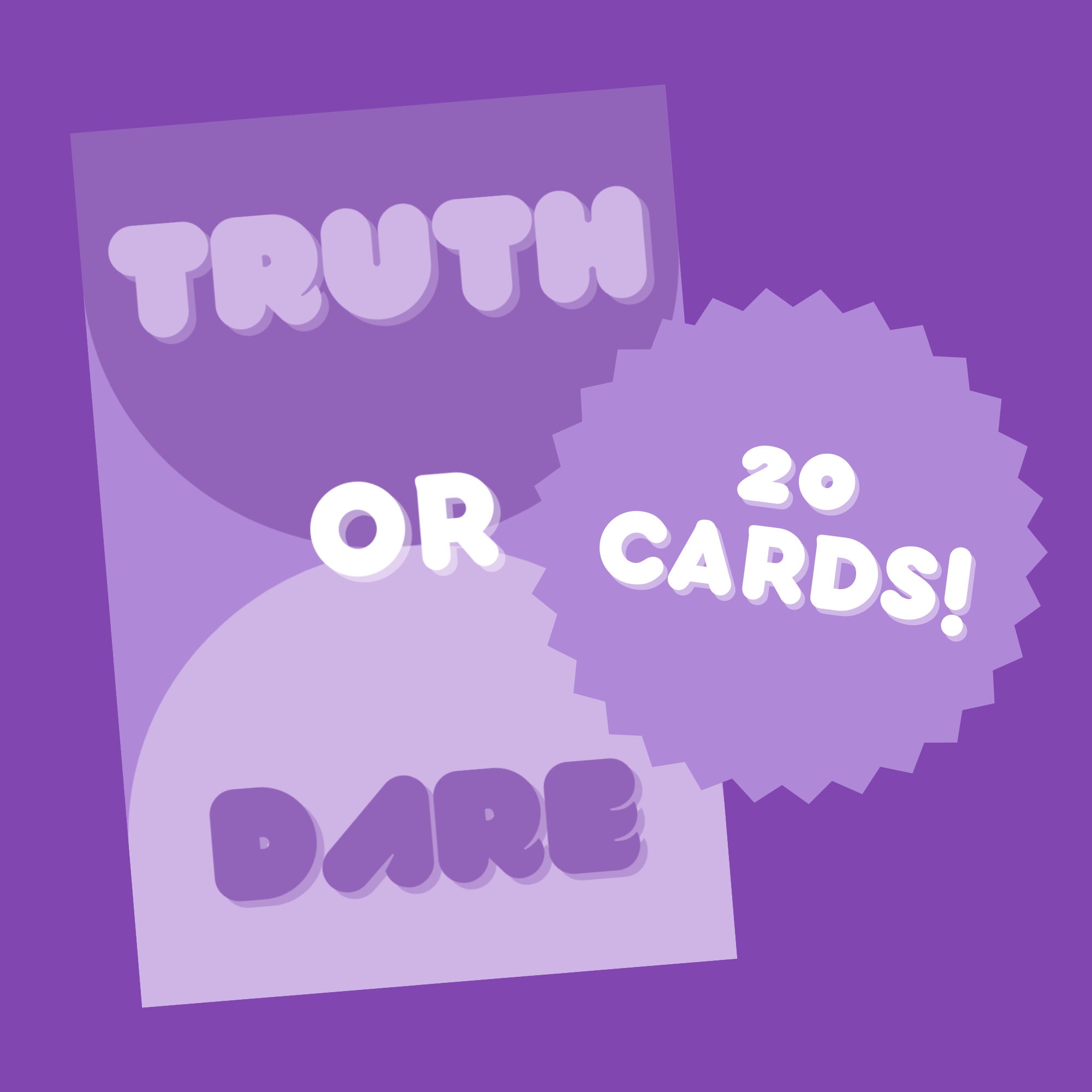 TRUTH OR DARE Card Game Digital Download Printable 20 Etsy