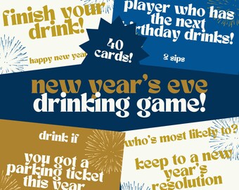 SIP, SIP, HOORAY! New Year's Eve Party Drinking Game! | 40 Cards, Digital Download, Printable | New Year's Game