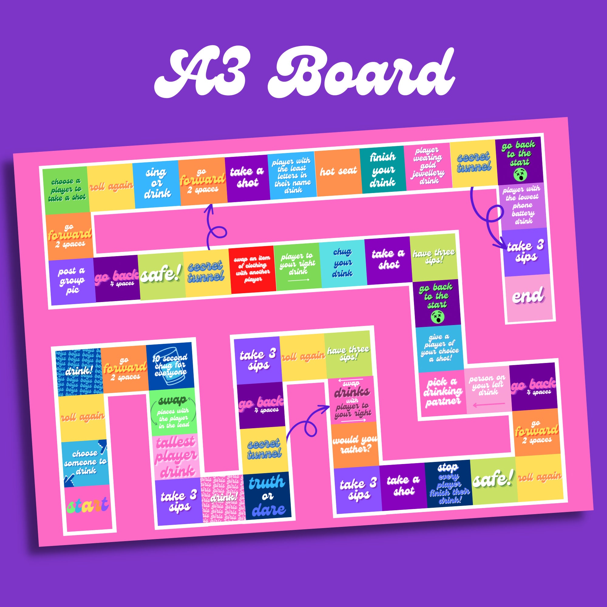 Drinks on Board A3 Board Game Digital Download Printable Etsy UK