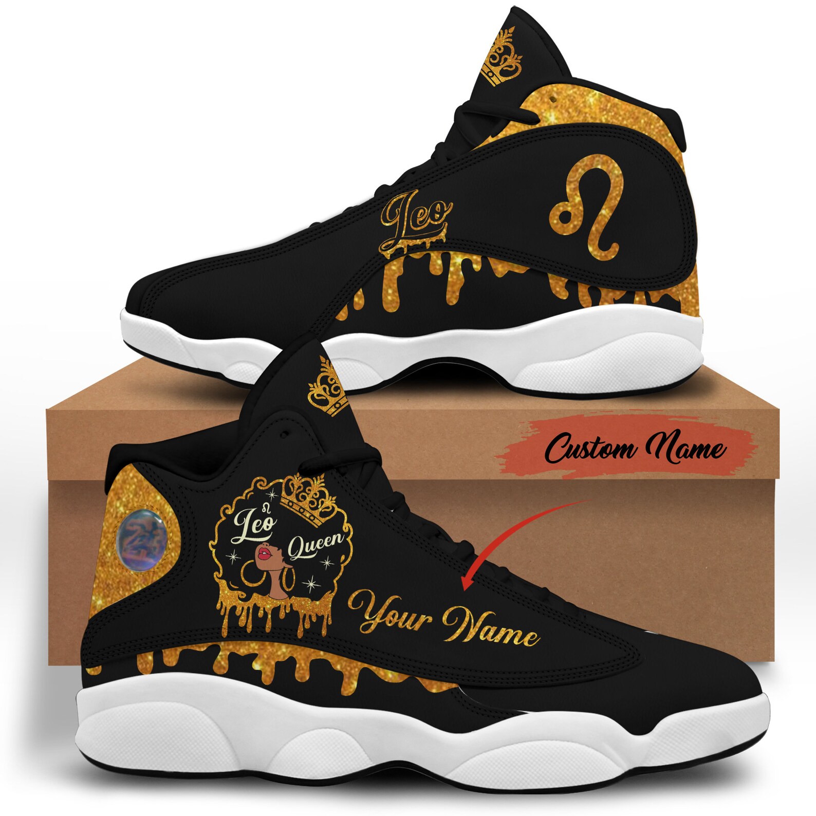 Personalized Leo Shoes Custom Name Leo Jordan 13 Shoes Lion Etsy
