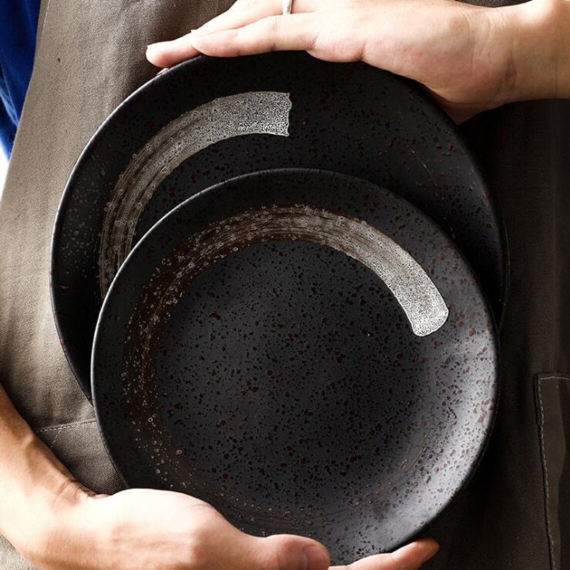 Black Japanese Style Tableware Set ceramic plates Etsy