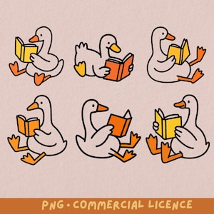 Buch lesen Gänse lustige png T Shirt Grafik Bundle, niedliche literarische Gänse Design, transparentes, unterschwelliges Design, Print on Demand, booktok png