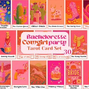 Addio al nubilato, festa a tema cowgirl, gioco di carte dei tarocchi stampabile divertente per la sposa e le damigelle, regalo di addio al nubilato personalizzato, mazzo per festa di addio al nubilato, serata tra ragazze in formato PDF