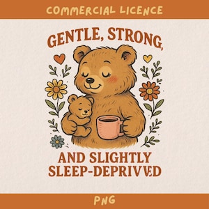 Conception transparente png pour maman ours privée de sommeil, conception rétro amusante pour la fête des mères pour sublimation et impression, graphique sur t-shirt sous licence commerciale
