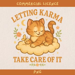 カルマに任せようPNG透明デザイン、メンタルヘルス昇華プリント用レトロデザイン、商用ライセンスシャツグラフィック