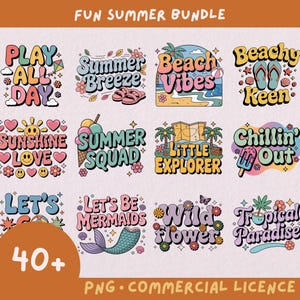 Pacote de design de camisa divertida ao sol, conjunto png comercial, verão infantil, download digital sob demanda, adesivo engraçado feminino férias de verão em família