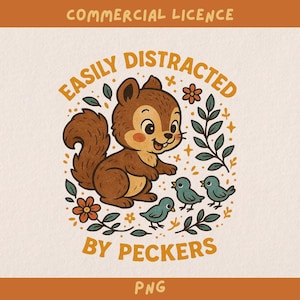 Pickers facilement distraits écureuil png conception transparente pour la santé mentale, conception rétro amusante pour la sublimation et l'impression, licence commerciale