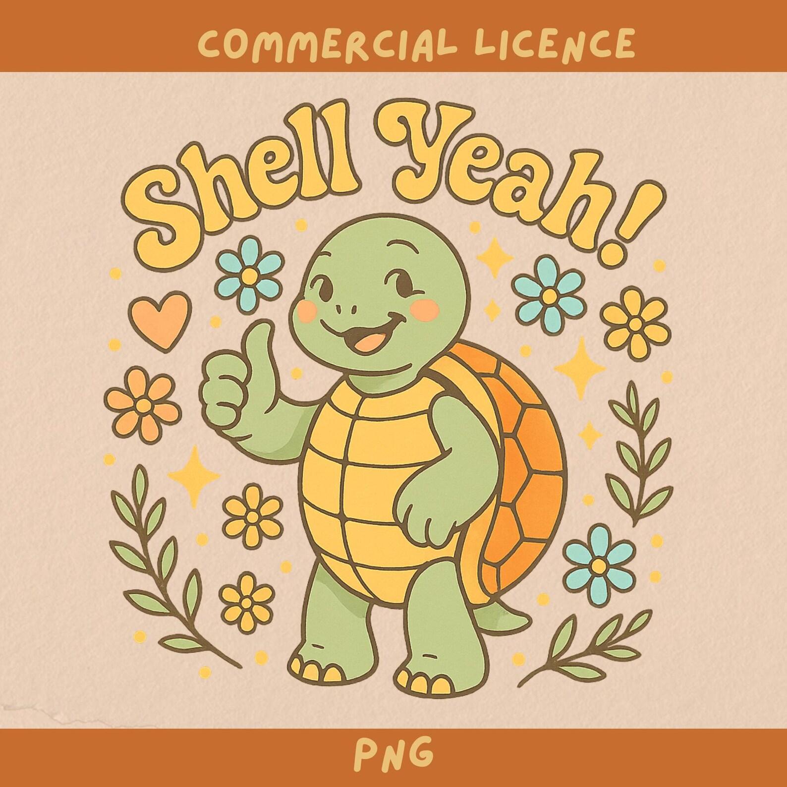 Shell Yeah, Turtle Happy Transparent Design Cozy Mental Health ...