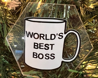 L’ornement de bureau | Michael Scott Ornament | Le meilleur ornement acrylique Boss au monde