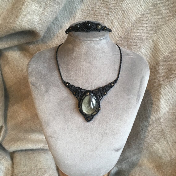 Golden Obsidian Necklace. Protective 