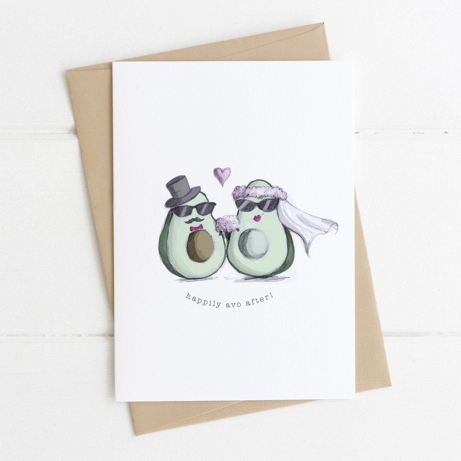 Wedding Avocado Card Avocado Card Fun Wedding Card Hand Etsy