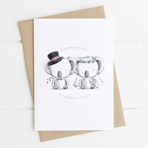 Wedding Koala Card, Koala Card, Fun Wedding Card, Hand Drawn Wedding Cards, Anniversary Card, Wedding card, Personalised,