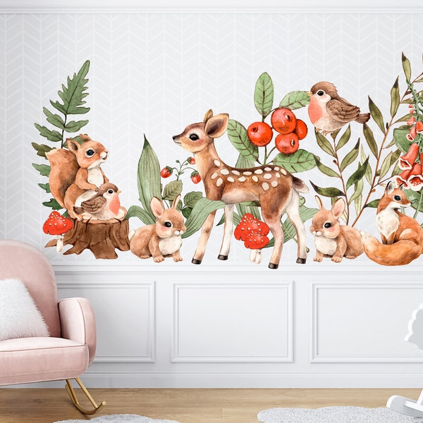 Woodland Nursery Decor In The UK, Nursery wall décor, Woodland Nursery Decor, Woodland Nursery, Woodland Wall Stickers, Woodland animals