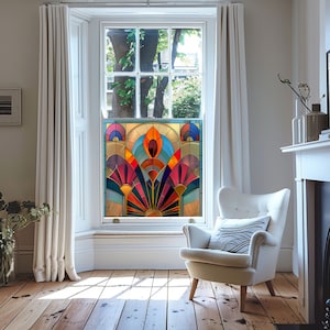 Film de confidentialité Art déco pour fenêtre, style vitrail