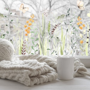 Película para ventanas con privacidad, película estática para ventanas, película para ventanas, vinilo estampado para ventanas, película estática para ventanas, película floral para ventanas