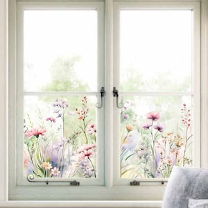 Película para ventanas con privacidad, película estática para ventanas, película para ventanas, vinilo estampado para ventanas, película estática para ventanas, película floral para ventanas