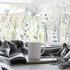 Película para ventanas con privacidad, película estática para ventanas, película para ventanas, vinilo estampado para ventanas, película estática para ventanas, película floral para ventanas