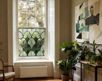 Art Deco Privacy Window Film, Decorative Geometric Design