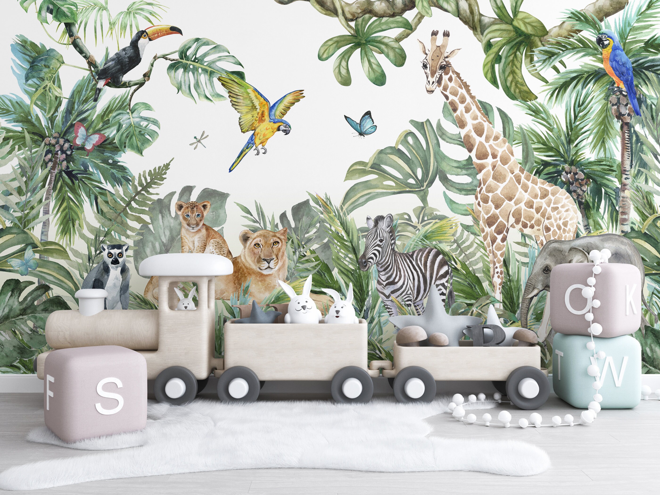 Safari Nursery Wallpaper/Wallpaper For Nursery/Safari | Etsy