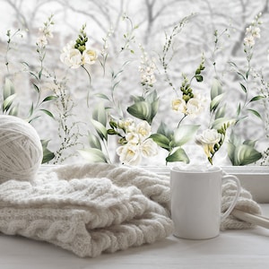 Película para ventanas con privacidad, película estática para ventanas, película para ventanas, vinilo estampado para ventanas, película estática para ventanas, película floral para ventanas