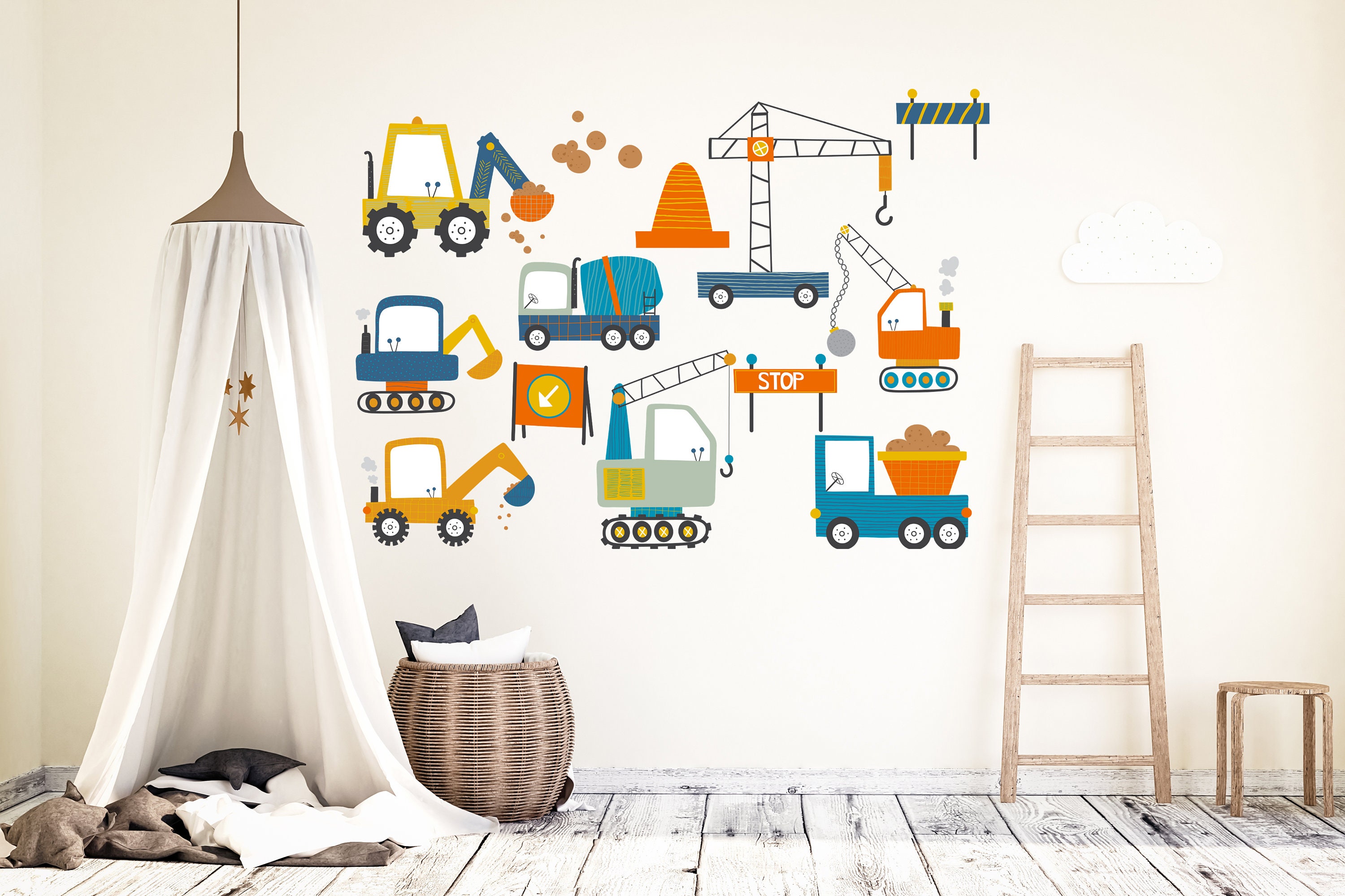 Construction Wall Stickers Construction wall decals Etsy