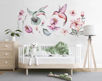 Nursery Wall Stickers, Nursery wall décor, Hummingbird Wall Stickers, Woodland Nursery, Woodland Wall Stickers, Woodland animals