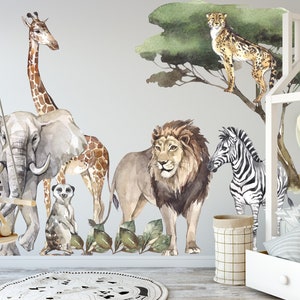 Safari Nursery In The UK, Jungle Animal Wall Stickers, Safari Wall Stickers, Safari wall decals, Jungle Stickers For Walls, Safari Wallpaper