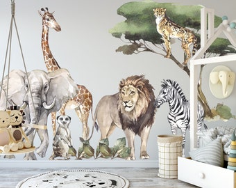 Safari Nursery In The UK, Jungle Animal Wall Stickers, Safari Wall Stickers, Safari wall decals, Jungle Stickers For Walls, Safari Wallpaper