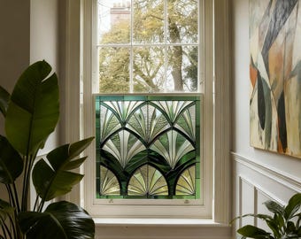 Art Deco Privacy Window Film, Geometric Design, Custom Size