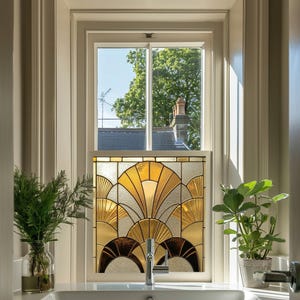 Art Deco Window Film, Privacy Static Cling, Custom Size